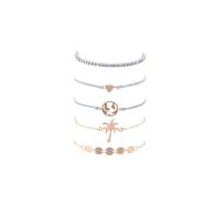 aleación de zinc Pulsera, chapado en color dorado, 5 piezas & unisexo, longitud:aproximado 7.49 Inch, 5Strandsfilamento/Set, Vendido por Set