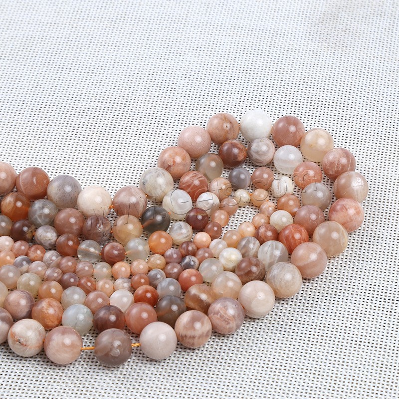 Sunstone Bead, Round, polished, different size for choice, Hole:Approx 1mm, Sold By Strand