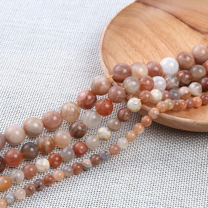 Sunstone Bead, Round, polished, different size for choice, Hole:Approx 1mm, Sold By Strand