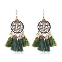 Fashion Tassel Earring, Zinc Alloy, with Caddice, Geometrical Pattern, gold black plated, for woman, nickel, lead & cadmium free 