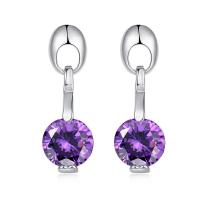 Cubic Zircon Brass Earring, platinum plated, for woman & with cubic zirconia 