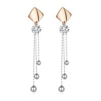 Brass Split Earring, Tassel, plated, detachable & for woman & with cubic zirconia 