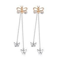 Brass Split Earring, Butterfly, plated, detachable & for woman & with cubic zirconia 