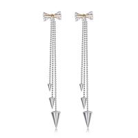 Brass Split Earring, Tassel, plated, detachable & for woman & with cubic zirconia 