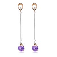 Cubic Zircon Brass Earring, Teardrop, plated, for woman & with cubic zirconia 