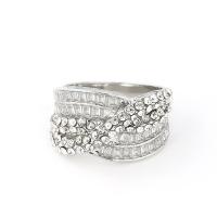 Zinc Alloy Finger Ring, silver color plated & micro pave cubic zirconia & for woman, nickel, lead & cadmium free 