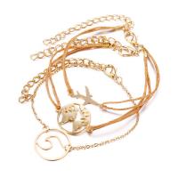 aleación de zinc Pulsera, con 2inch extender cadena, chapado en color dorado, tres piezas & cadena oval & para mujer, longitud:aproximado 7 Inch, 3Strandsfilamento/Grupo, Vendido por Grupo