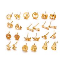 aleación de zinc Stud aretes, Pendiente de stud, chapado en color dorado, para mujer, 8mm, 10mm, 11mm, 12mm, 12parespareja/Grupo, Vendido por Grupo