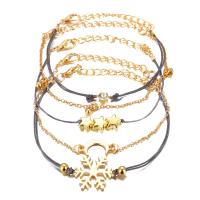 aleación de zinc Pulsera, chapado en color dorado, 5 piezas & para mujer & con diamantes de imitación, longitud:aproximado 6-7 Inch, 5Strandsfilamento/Grupo, Vendido por Grupo