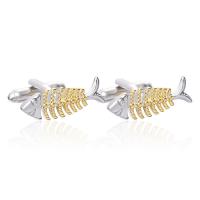 Zinc Alloy Cufflinks, Fish Bone, plated, two-pack & Unisex, 25mmx9mm 