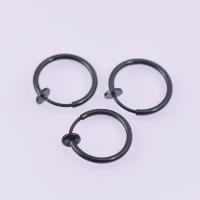 Brass Huggie Hoop Earring, gun black plated, Unisex 