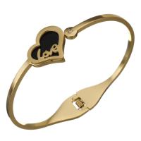 Stainless Steel Bangle, Heart, 17mm, Inner Approx 