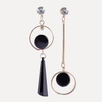 Zinc Alloy Asymmetric Earrings, with Gemstone, plated, geometric & for woman Approx 3.5 Inch 