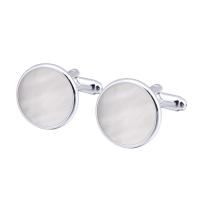 Brass Cufflinks, plated, durable & Unisex, white, 17mm 