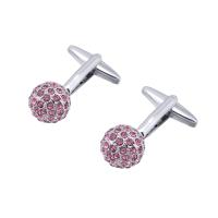 Brass Cufflinks, plated, durable & Unisex & with rhinestone, pink, 12mm 