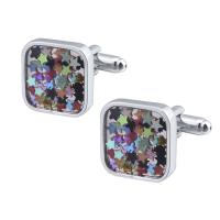 Brass Cufflinks, with Sequins, plated, Unisex 16mm 