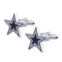 Brass Cufflinks, Star, plated, Unisex & enamel, blue 