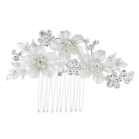 Décoratif Peigne nuptiale de cheveux, alliage de zinc, fleur, Placage, pour femme & avec strass, plus de couleurs à choisir, protéger l'environnement, sans nickel, plomb et cadmium, 100mmx70mm, Vendu par PC