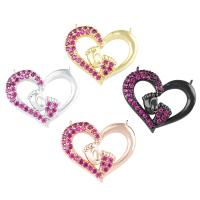 Cubic Zirconia Micro Pave Brass Connector, Heart, plated, micro pave cubic zirconia & 1/1 loop Approx 1mm 