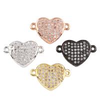 Cubic Zirconia Micro Pave Brass Connector, Heart, plated, micro pave cubic zirconia & 1/1 loop Approx 1mm 