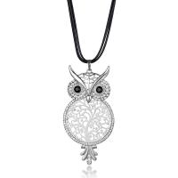 Chaîne en alliage de zinc de fer Collier Pull, avec Cordon PU, avec 5.5cm chaînes de rallonge, hibou, Placage, pour femme & avec strass, plus de couleurs à choisir Environ 27.56 pouce, Vendu par brin