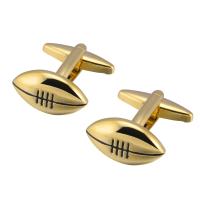 Brass Cufflinks, Rugby Ball, gold color plated, golden 