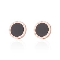 Boucles d'oreilles en acier titane, Rond, Placage de couleur d'or, pour femme, protéger l'environnement, sans nickel, plomb et cadmium, 12mm,10mm,8mm, Vendu par paire