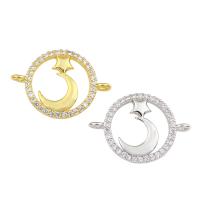 Cubic Zirconia Micro Pave Brass Connector, Moon and Star, plated, micro pave cubic zirconia & 1/1 loop Approx 1mm 