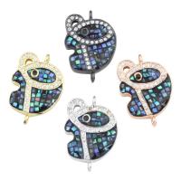 Cubic Zirconia Micro Pave Brass Connector, with Abalone Shell, plated, micro pave cubic zirconia & 1/1 loop Approx 1mm 