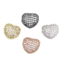 Cubic Zirconia Micro Pave Brass Beads, Heart, plated, micro pave cubic zirconia Approx 0.5mm 