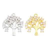 Cubic Zirconia Micro Pave Brass Pendant, Tree, plated, micro pave cubic zirconia Approx 1mm 