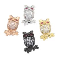 Cubic Zirconia Micro Pave Brass Beads, Owl, plated, micro pave cubic zirconia Approx 3mm 