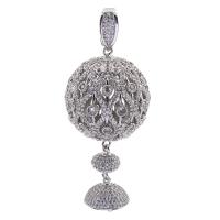 Cubic Zirconia Micro Pave Brass Pendant, platinum color plated, micro pave cubic zirconia & hollow Approx 1mm 