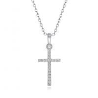 Cubic Zirconia Micro Pave Brass Pendant, Cross, plated, micro pave cubic zirconia nickel, lead & cadmium free, 28mmx12mm 