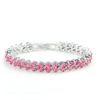 Zinc bracelets en strass en alliage , alliage de zinc, avec strass, Placage de couleur platine, pour femme & avec strass, plus de couleurs à choisir Environ 6.50 pouce, Vendu par brin