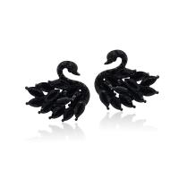 Fashion Fringe Earrings, Zinc Alloy, zinc alloy post pin, Swan, plated, micro pave cubic zirconia & for woman nickel, lead & cadmium free, 20mmx19mm 