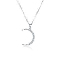 Cubic Zirconia Micro Pave Brass Pendant, Moon, plated, micro pave cubic zirconia & for woman nickel, lead & cadmium free, 27.2mmx16.3mm 