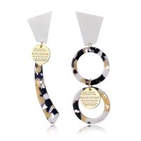 Asymmetric Earrings, Plank, Geometrical Pattern, gold color plated, with letter pattern & for woman 81*19mm 