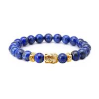 Zinklegierung Armband, mit Magnesit & Lapislazuli & Schneeflocke Obsidian & Lava & Tigerauge, Buddha, plattiert, unisex, keine, 8mm, verkauft von Strang