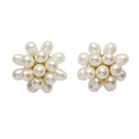 Freshwater Pearl Stud Earring, brass post pin, silver color plated, with packing box & for woman, white, 20mm 