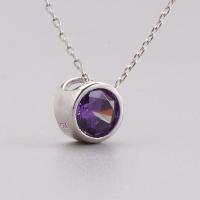 Argent sterling 925 Pendentif, pour femme & avec strass, violette, 8.6mmx8.6mm, Vendu par PC