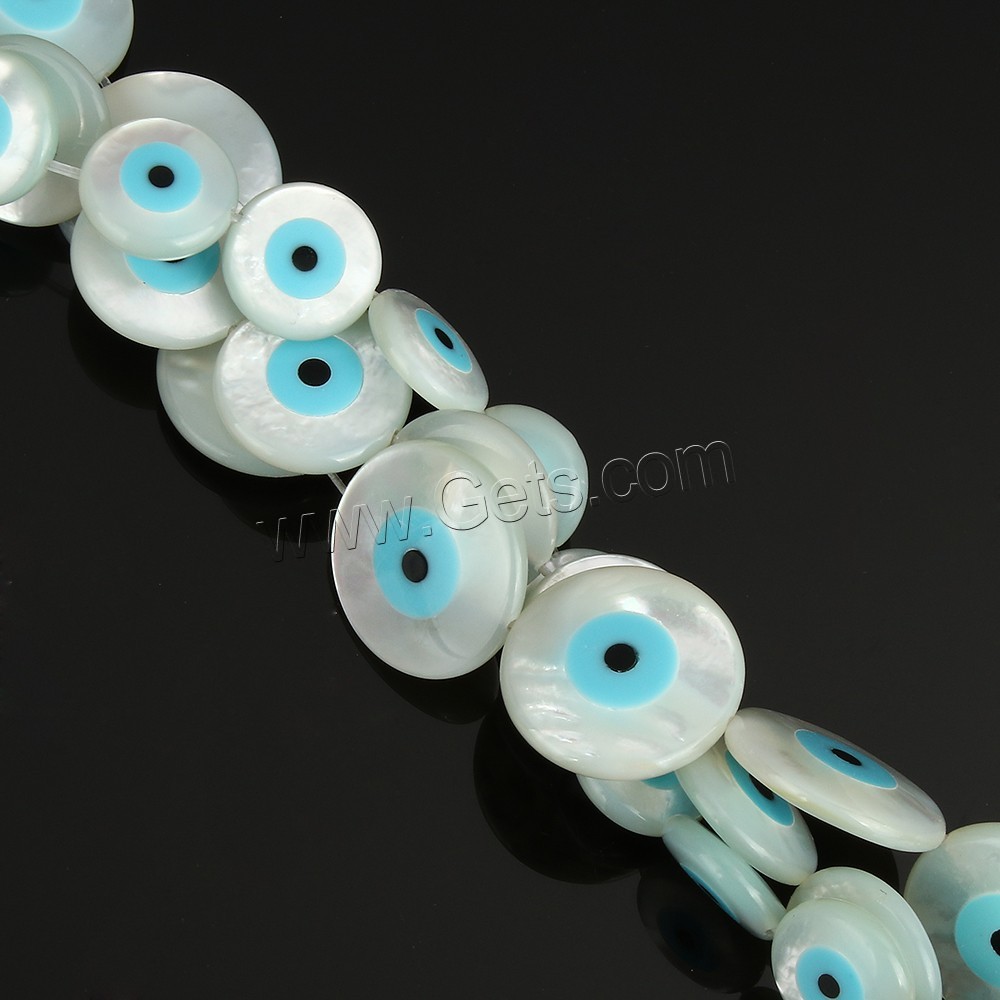 Natural White Shell Beads, Flat Round, with eye pattern & different size for choice & enamel, Hole:Approx 0.5mm, Sold By PC