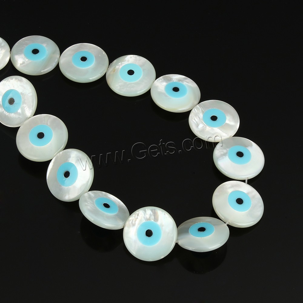 Natural White Shell Beads, Flat Round, with eye pattern & different size for choice & enamel, Hole:Approx 0.5mm, Sold By PC