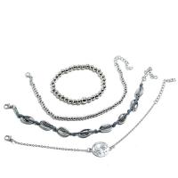 aleación de zinc Pulsera, con 5cm extender cadena, chapado en color de platina, 4 piezas & para mujer, 26mm,16mm, longitud:aproximado 8.67 Inch, 4Strandsfilamento/Set, Vendido por Set