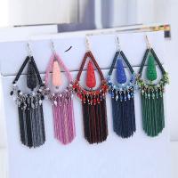 Fashion Fringe Earrings, Brass, with Quartz, Tassel, plated, for woman 