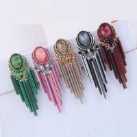 Fashion Fringe Earrings, Brass, with Quartz, Tassel, plated, for woman 