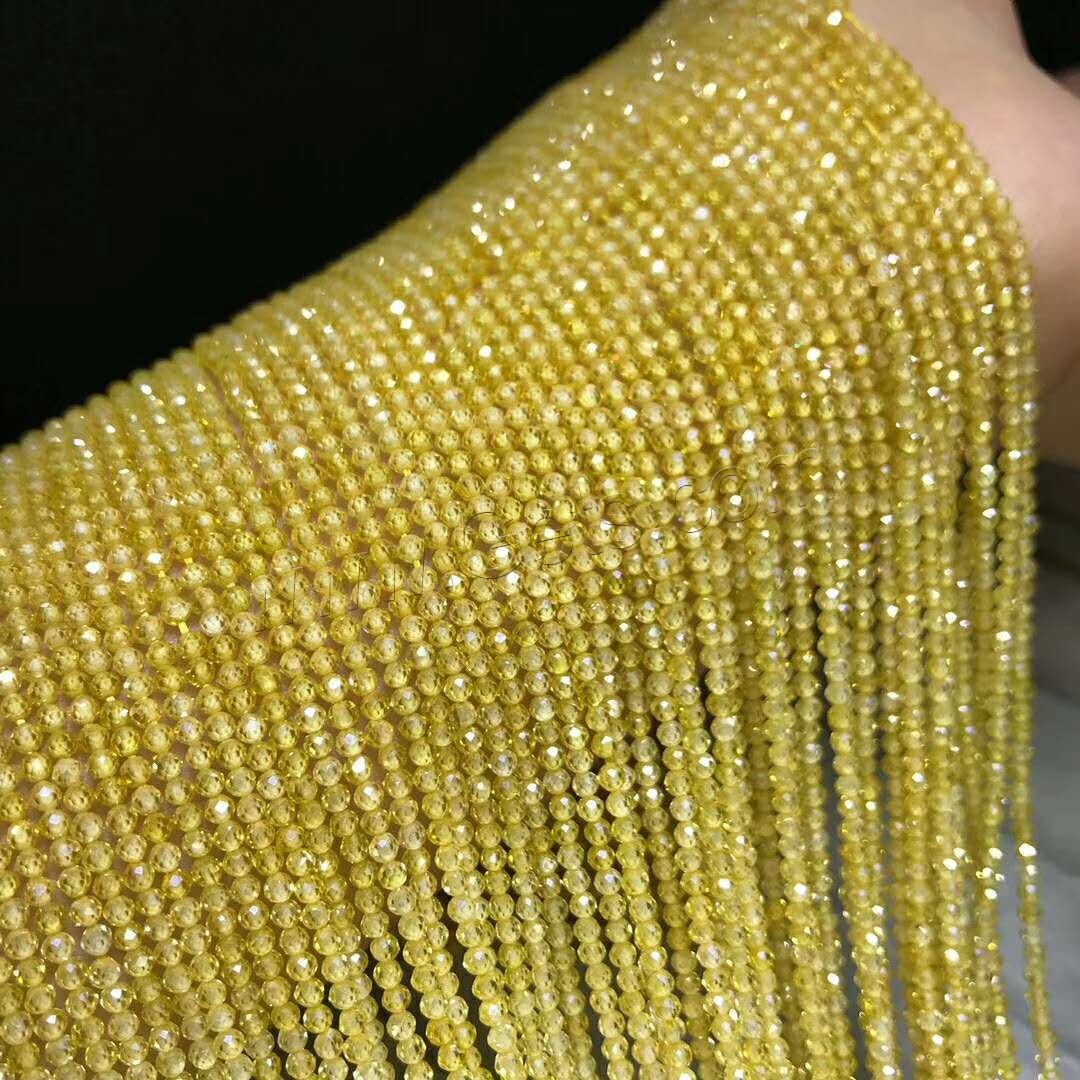 Cubic Zirconia Beads, polished, DIY & different size for choice, Citrine, Length:Approx 16 Inch, Sold By Strand