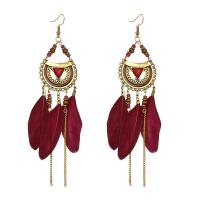 Fashion Fringe Earrings, Zinc Alloy, Tassel, antique gold color plated, for woman 110*30mm 