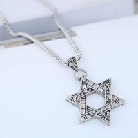 Chaîne en alliage de zinc de fer Collier Pull, Hexagram, Plaqué de couleur d'argent, unisexe & chaîne de boîte Environ 26.78 pouce, Vendu par brin