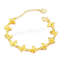 Brass Bracelets, with 2inch extender chain, Butterfly, gold color plated, adjustable & for woman, golden Approx 6 Inch 